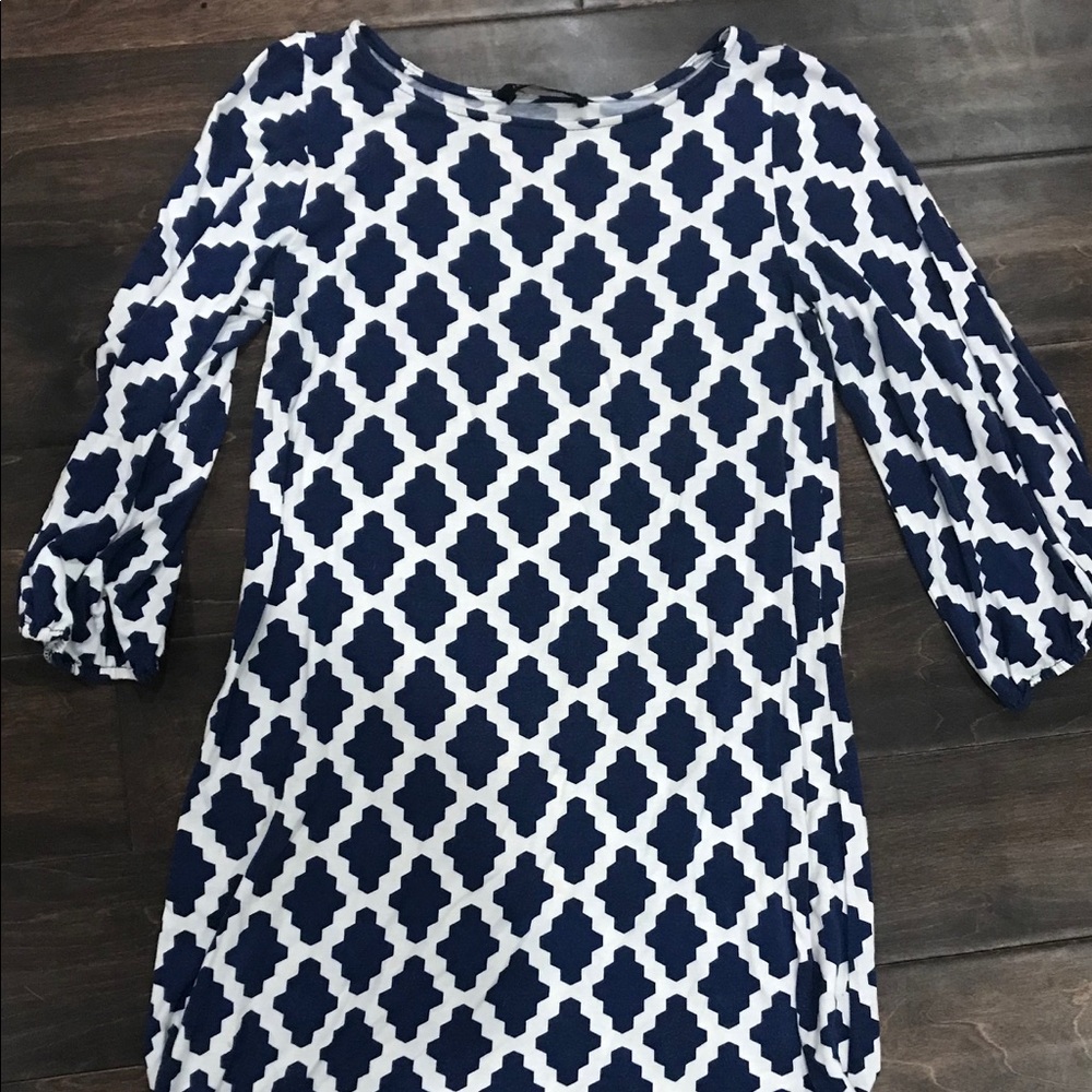 Blue and White Shift Dress